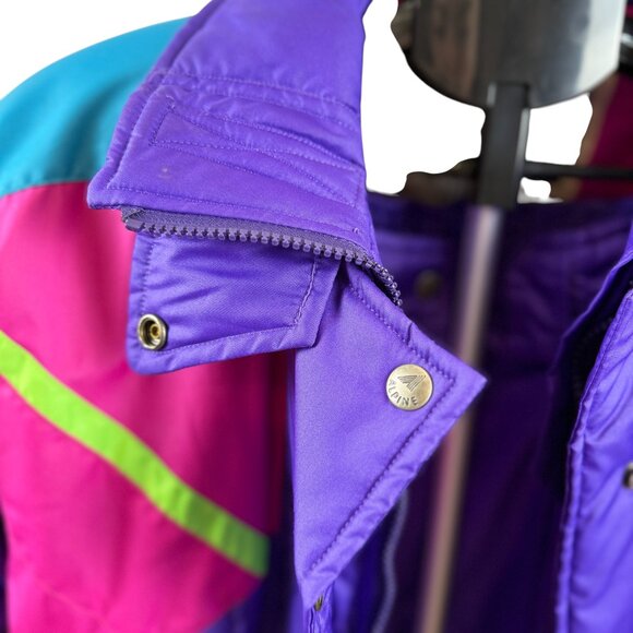 Alpine Technical Skiwear 2-Piece Retro Snowsuit – Purple Neon Colorblock - Picture 5 of 16